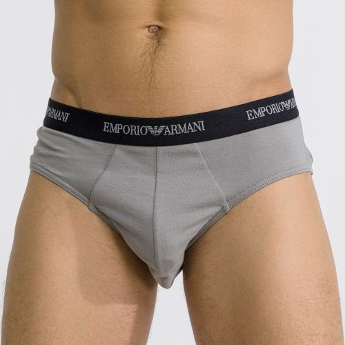 Мужские трусы брифы набор из 2 штук (черный, серый) Emporio Armani 111321_CC717 03320