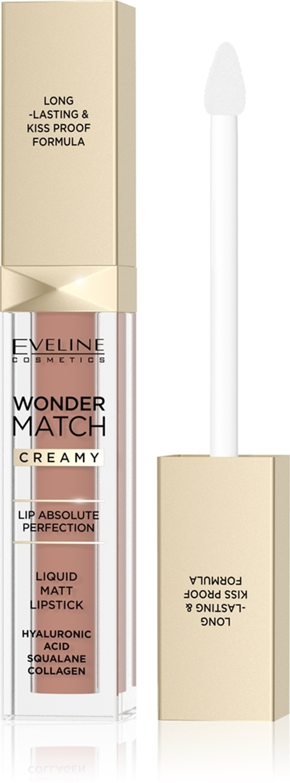 Eveline Cosmetics Wonder Match - Долговечная матовая жидкая помада с гиалуроновой кислотой, 6,8 ml
