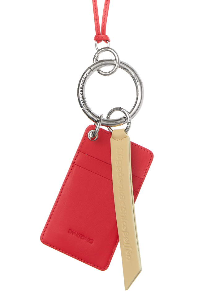 Подвеска - картхолдер с карабином RED
