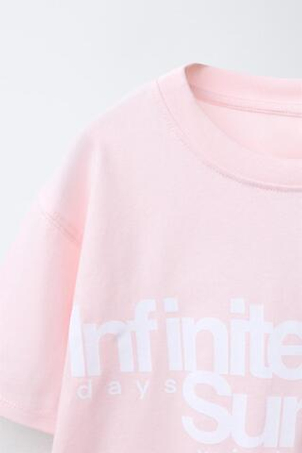 ZARA ФУТБОЛКА С НАДПИСЬЮ, РОЗОВЫЙ