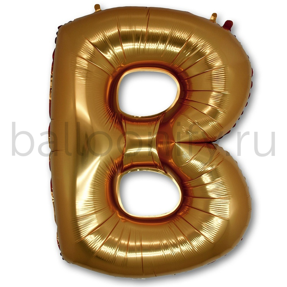 Фольгированная фигура, Буква В 100 см Gold