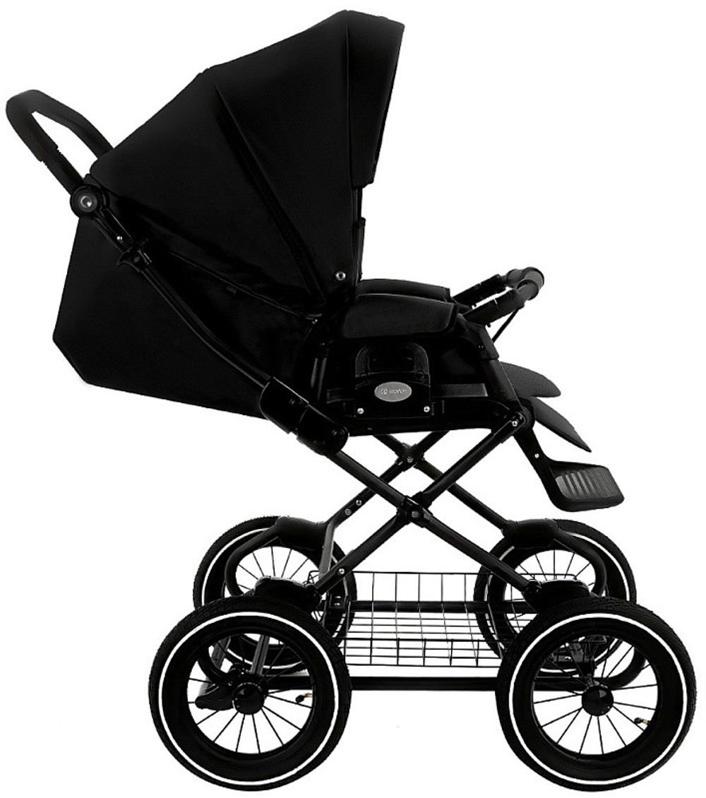 Детская коляска Roan Bass Next Classic Кожа d12 3 в 1 с автокреслом Elo Lux EduSky Black RCL300/1 Black