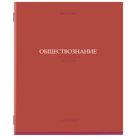 Тетрадь предметная "КОЛОР" 36 л., обложка мелованная бумага, ОБЩЕСТВОЗНАНИЕ, клетка, BRAUBERG, 405070