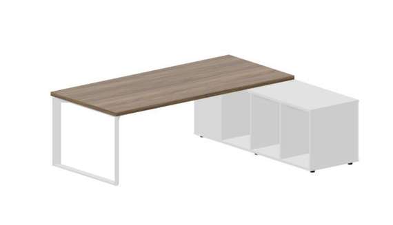 Стол Fortum на опорной сервисной тумбе (правый) 220(+0/15/30)х180х74см