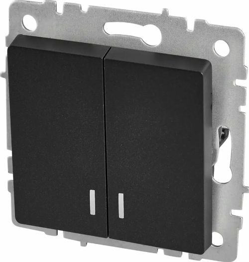 Выключатель 2-кл СП Brite 10А черный с подсветкой ИЕК