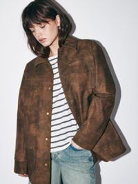 Пиджак из экокожи "Винтажный коричневый" женский