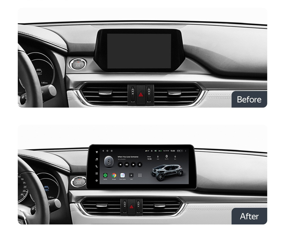 Магнитола для Mazda 6 2015-2018 GJ - Teyes LUX ONE монитор 12.3" 2K QLED на Android 10, CarPlay, 4G SIM-слот, 6/128ГБ