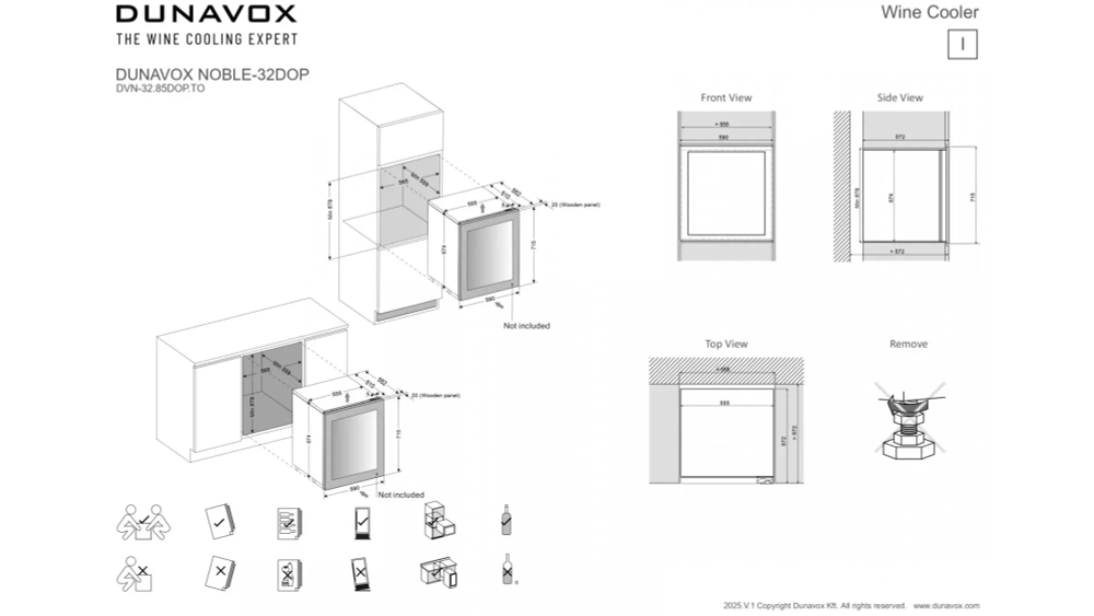 Встраиваемый винный шкаф Dunavox DVN-32.85DOP.TO