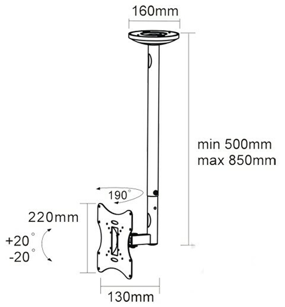 Кронштейн для телевизора ARM MEDIA LCD-1000, 10-37", потолочный, поворот и наклон (10004)