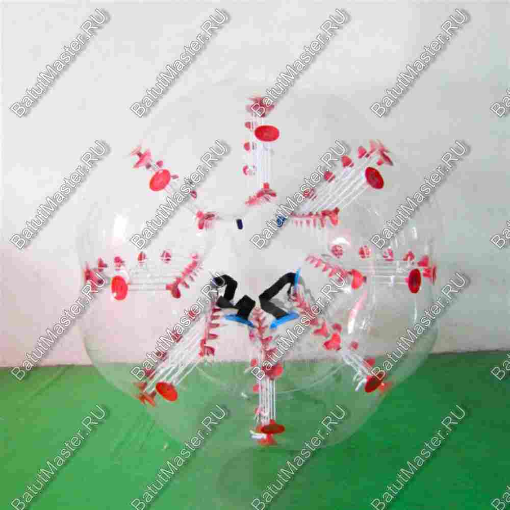 Бампербол «Прозрачный» с красными держателями, ПВХ, диаметр 1 м