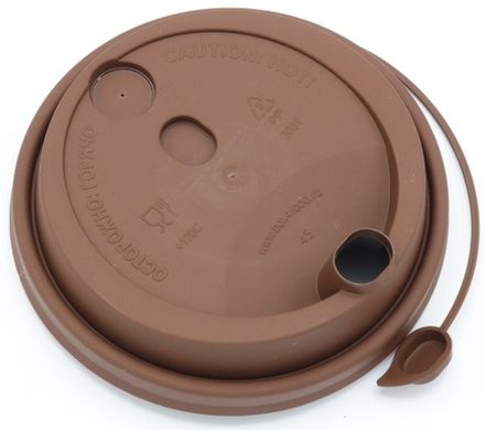 Крышки для стаканов 90мм TL90 Закрыв. носик Коричневые (50/1000шт)