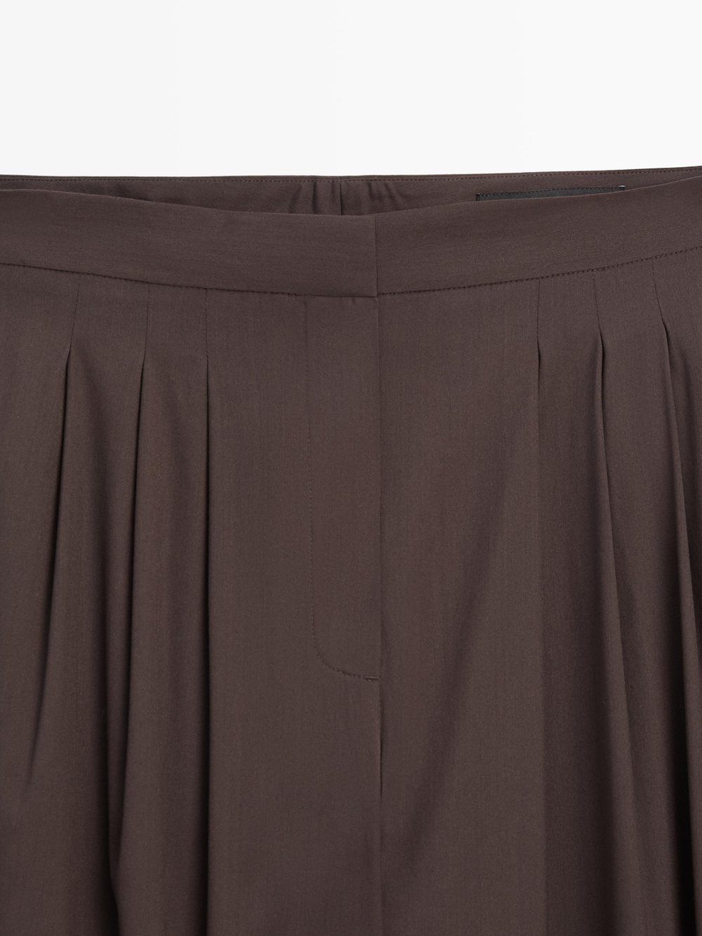 Massimo Dutti Широкие плиссированные брюки с боковыми разрезами, шоколадный