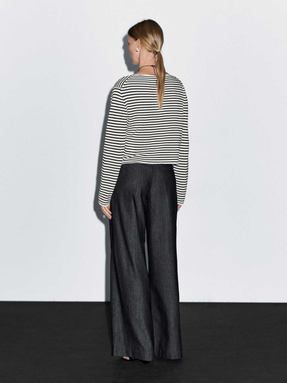 Massimo Dutti Джинсы с высокой посадкой и широкими штанинами, темно-серый