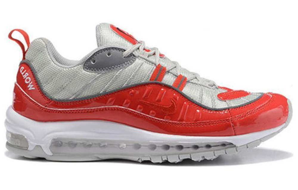 Supreme x Nike Air Max 98 Varsity Red non-slip lightweight low-top running shoes men's white red