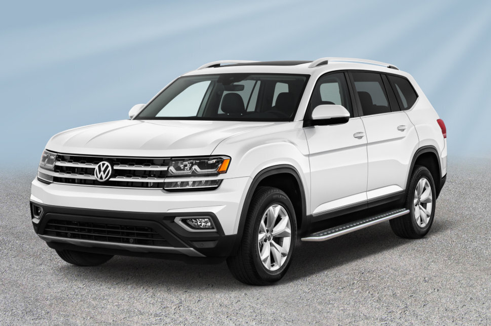 Пороги из нержавейки Volkswagen Teramont (2017-2020) d57 с алюминиевым листом
