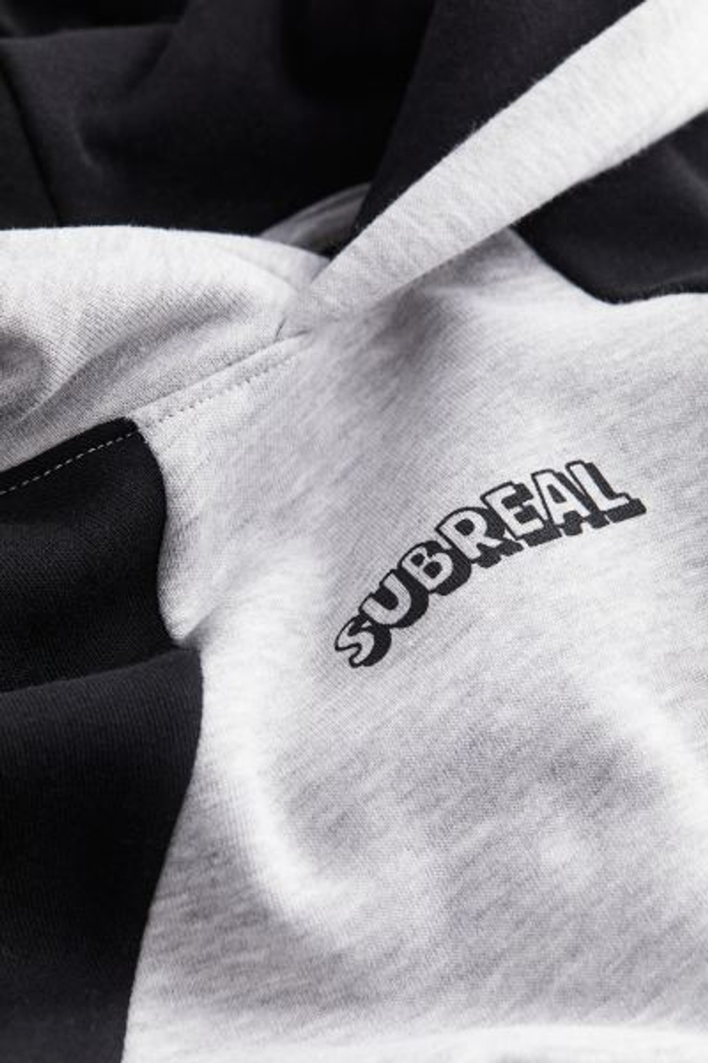 H&M Толстовка с надписью и капюшоном, серый с меланжевым эффектом