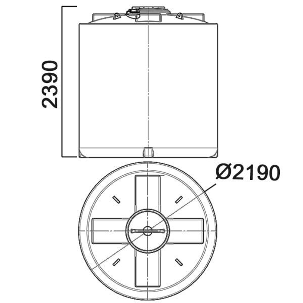 Емкость цилиндрическая вертикальная с дыхательным клапаном Анион 8000 л. вертикальная (2190x2190x2390см;синий) - арт.559402