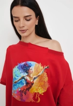 Футболка Летучая мышь принт красный