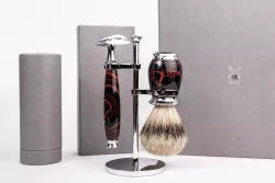 Бритвенный набор Muehle Purist помазок Silvertip и Т-образная бритва с эбонитовыми рукоятками (S 091 E 58 SR)2