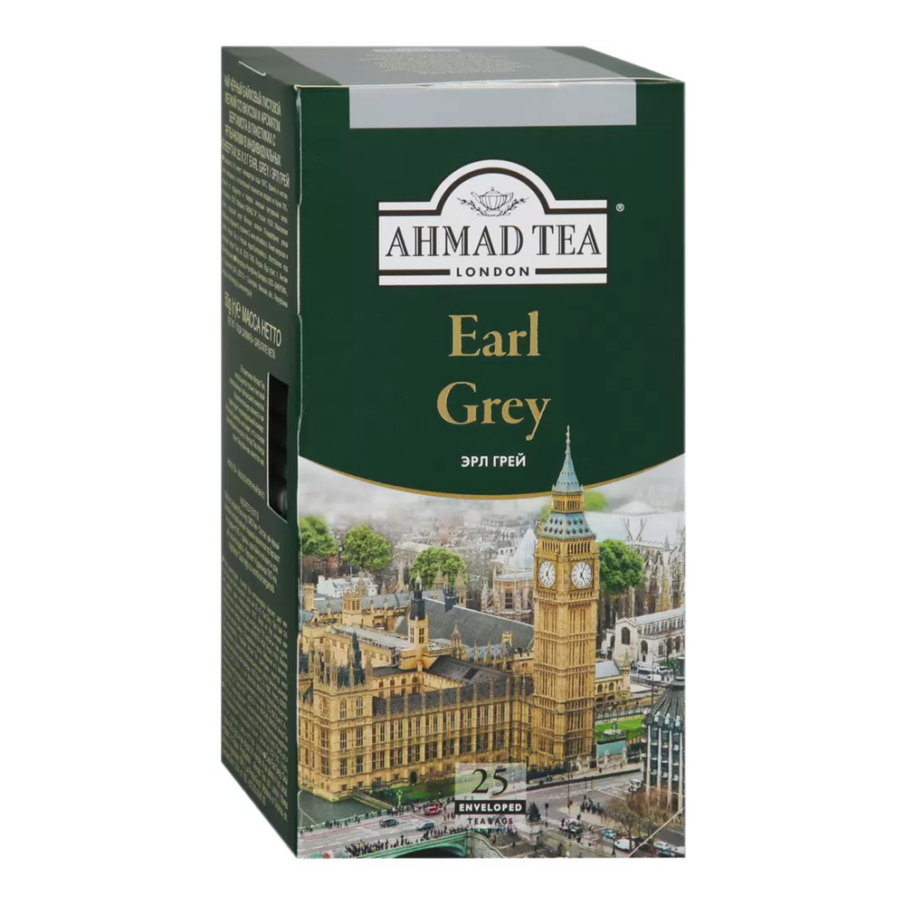 Чай черный с бергамотом в пакетиках Ahmad Tea Earl Grey, 25 пак