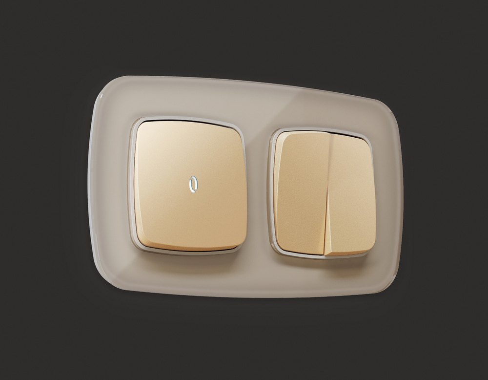 OP6020 Лицевая панель OMEGA (Шампань) для 1-кл выключателей с подсветкой QUANT