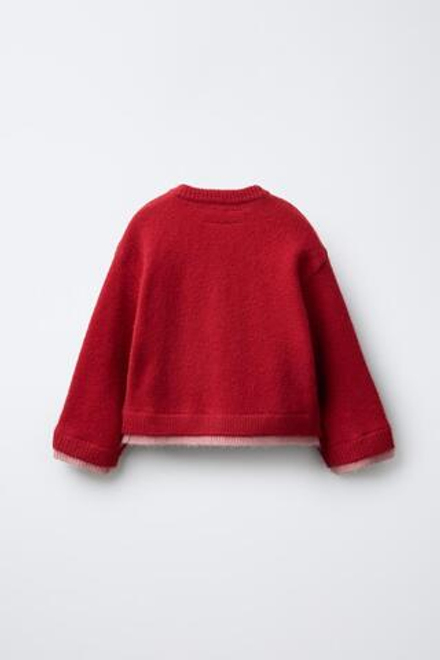 ZARA Х BENSIMON ® ТРИКОТАЖНЫЙ КАРДИГАН, КРАСНЫЙ