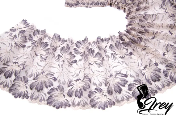 03-213 Кружево эластичное 23 см, пион/тауп