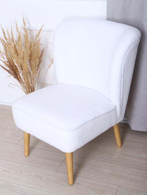 Кресло "Donatello" букле мех белый/натурал