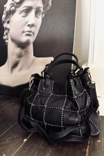 Женская сумка из натуральной винтажной кожи черного цвета