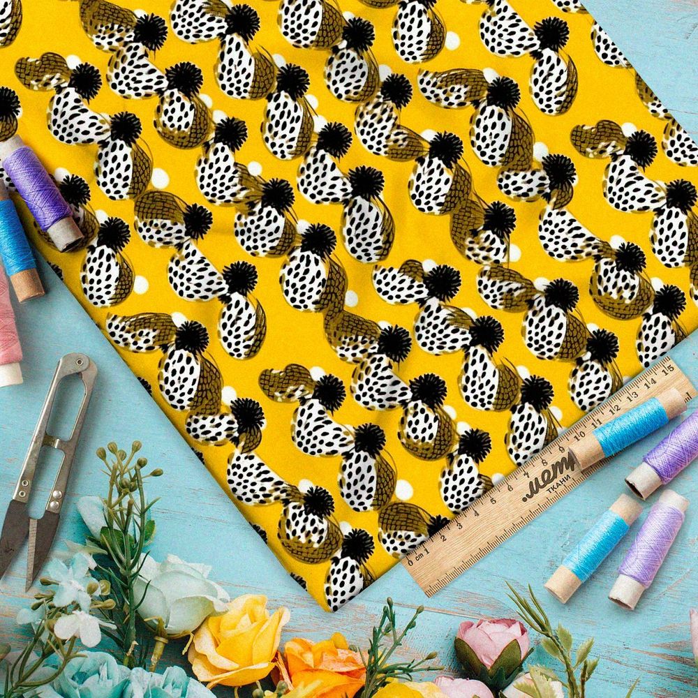 Ткань премиум интерлок золотистые каскады мыслей