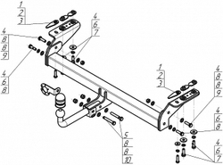 Фаркоп Motodor для Exeed TXL 2021-н.в. (оцинк. Шар) (90034)(паспорт и сертификат в комплекте)(без электрики) 99014-A