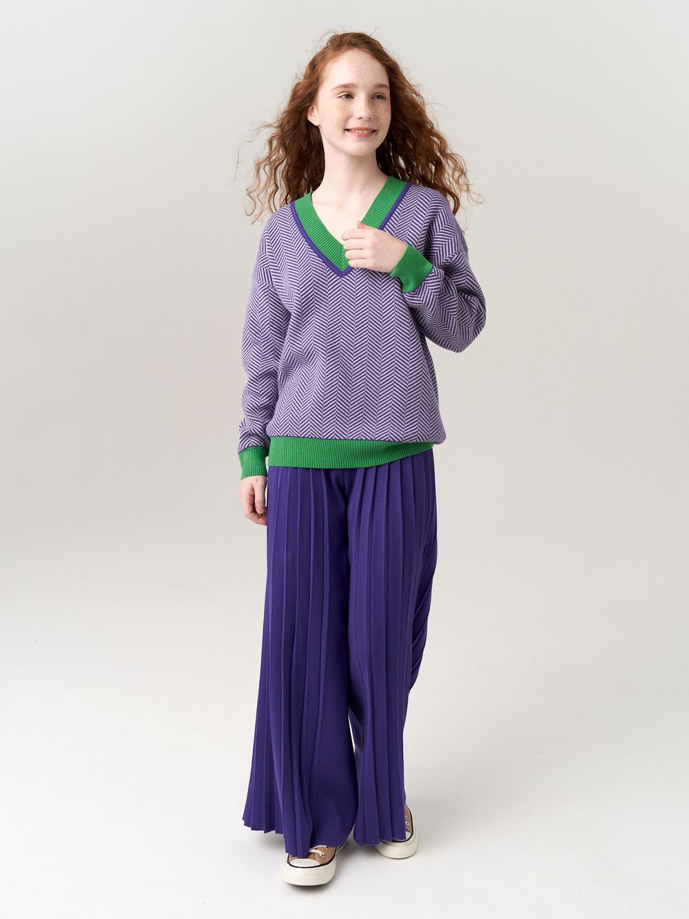 Джемпер для девочки AT954 сиренево-зеленый