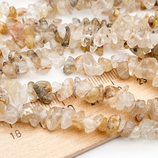 Рутиловый кварц бусины, крошка 4-8 мм, цена за нить 38 см