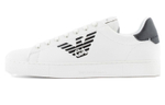 EMPORIO ARMANI Armani Cowhide eagle logo printing lace-up fashion sneakers men's white and black