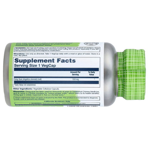 Solaray, True Herbs, Dong Quai, 550 мг, 100 растительных капсул