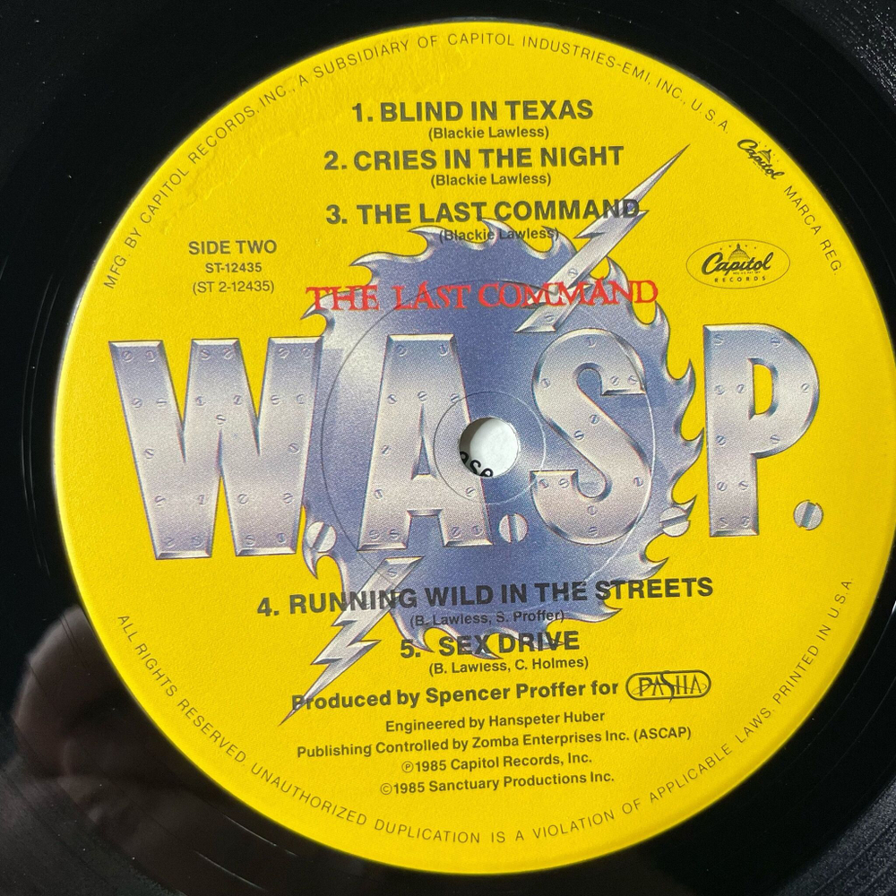 Винтажная виниловая пластинка LP W.A.S.P. The Last Command (USA 1985) Wild Child