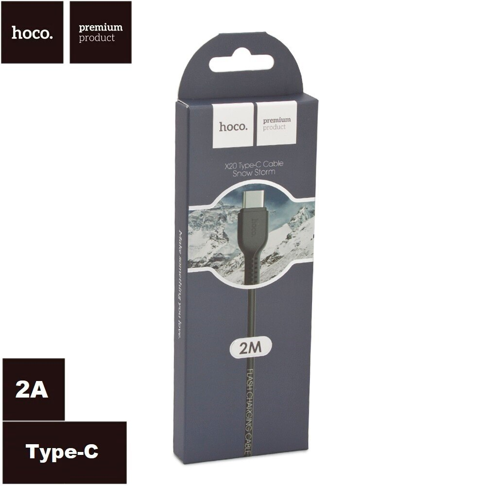 USB cable Type-C 2m Hoco X20, 3.0A. black
