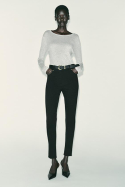 ZARA ДЖЕГГИНСЫ СО СРЕДНЕЙ ПОСАДКОЙ И РЕМНЕМ, ЧЕРНЫЙ