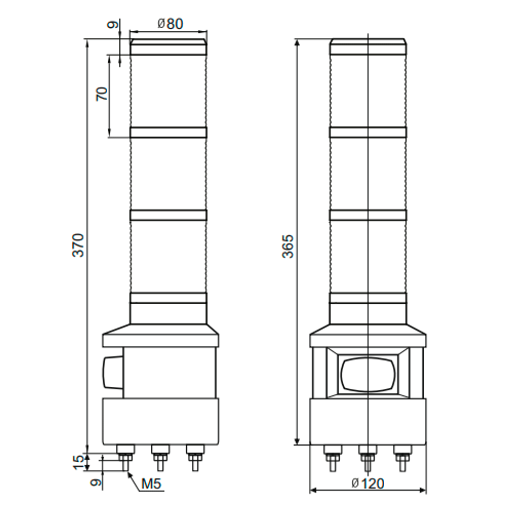 Светосигнальный маячок INNOCONT SFL100B-024-RYG