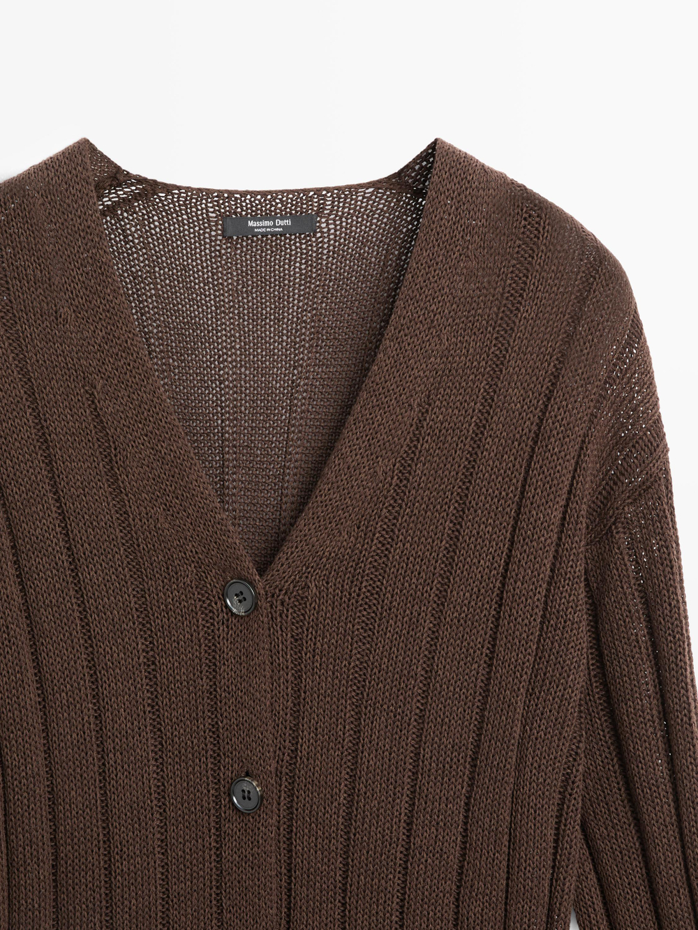 Massimo Dutti Кардиган с деталью на поясе, шоколадный