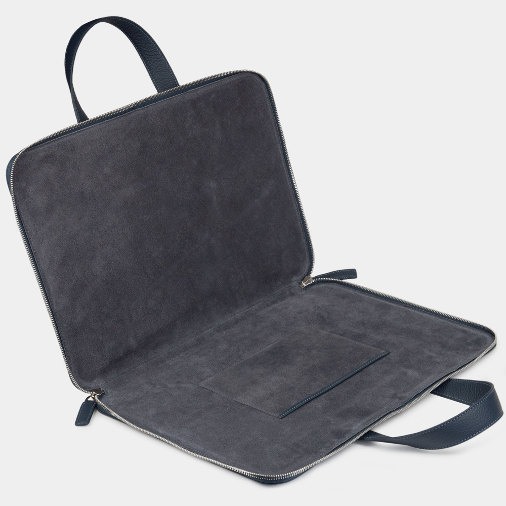 Сумка для MacBook Pro 16 - 17 с карманами из кожи теленка, цвета синий