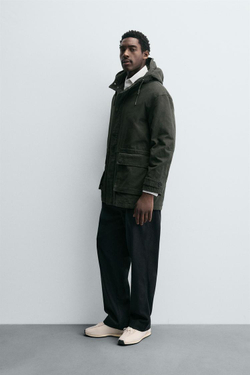 ZARA ПАРКА СВОБОДНОГО КРОЯ С ЭФФЕКТОМ ПОТЕРТОСТИ, СВЕТЛО-КОРИЧНЕВЫЙ