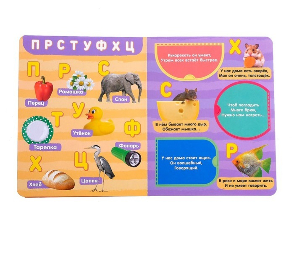 Книжка картонная с окошками «Алфавит»