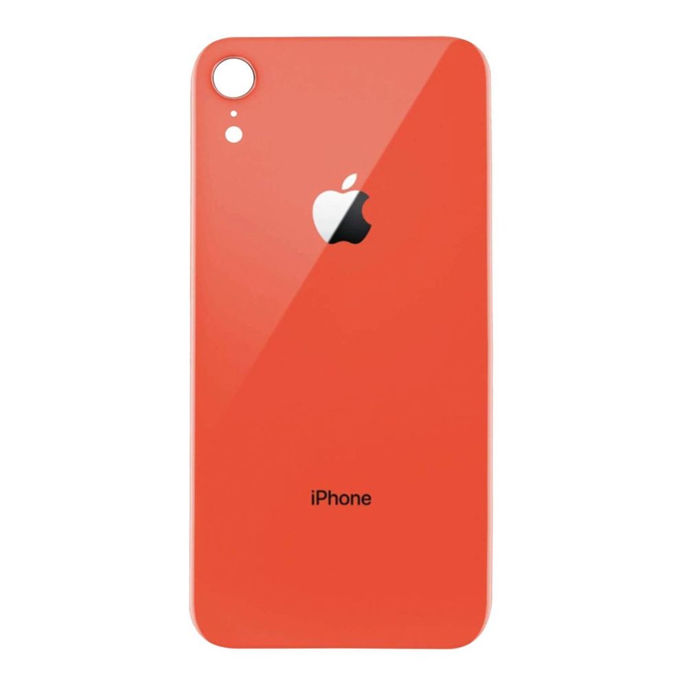Задняя крышка для iPhone Xr Коралловый (стекло, широкий вырез под камеру, логотип)