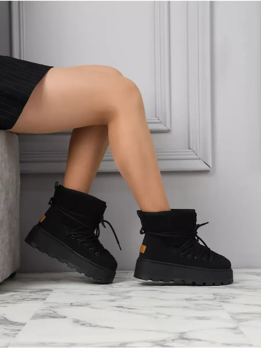 Зимние угги натуральный мех на платформе