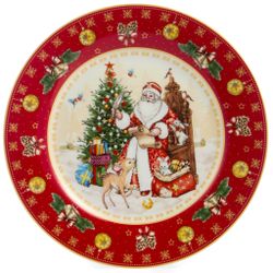 ТАРЕЛКА ЗАКУСОЧНАЯ LEFARD "ДЕД МОРОЗ" 20,5 СМ КРАСНАЯ (КОР=18ШТ.)