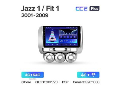 Магнитола Teyes CC2 Plus 4-64 Honda Jazz 1 GD/ Fit 1 2001 — 2009 9.0"