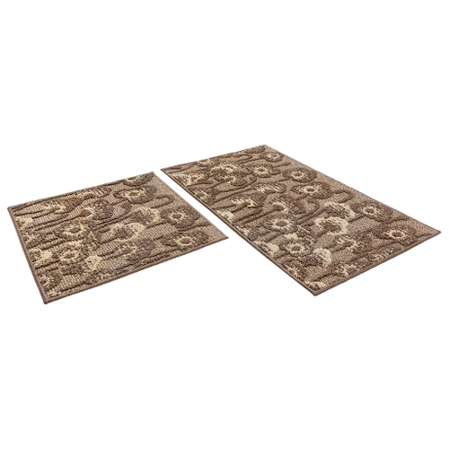 Набор ковриков д/ванной Shahintex LOOP ITALIANO  50*80+50*50 "маки" кофе с молоком