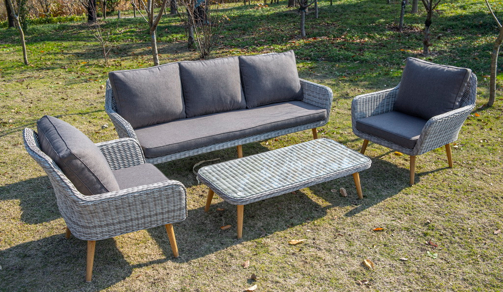 "Прованс" лаунж-зона плетеная из искусственного ротанга, цвет соломенный