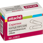 Скрепки канцелярские 28 мм Attache металлические оцинкованные овальные (100 штук в упаковке)